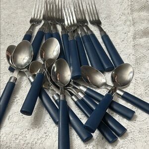 Blue Handle Stainless Steel Cutlery Set of 20